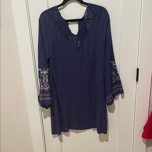 Umgee Navy dress with Embroidered Accents